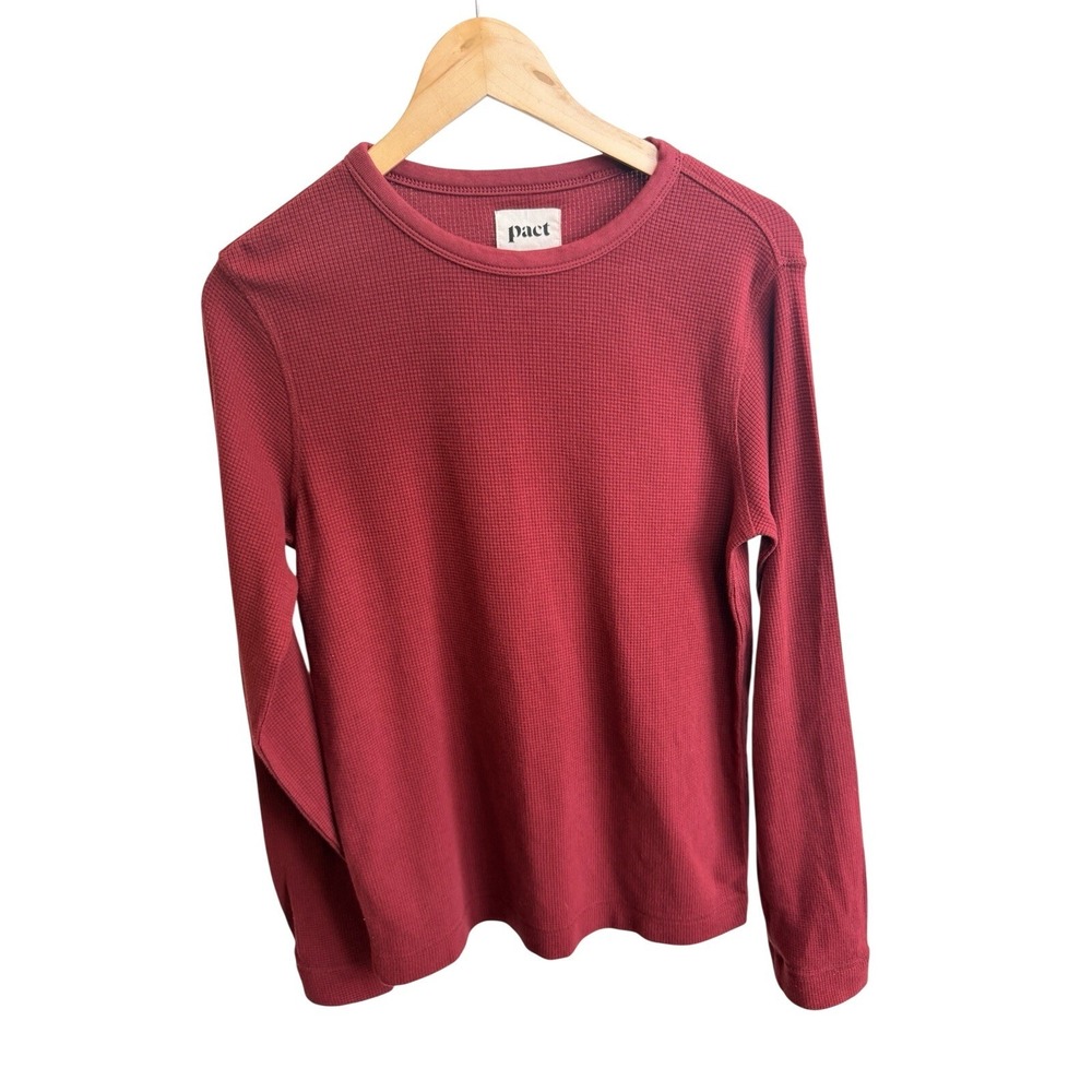 Pact Thermal Waffle Knit L/S Shirt Mens Small Organic Cotton Soft Heavyweight